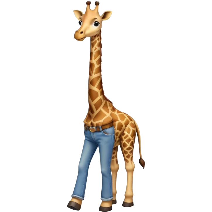 friendly anthropomorphised giraffe in jeans and t-shirt, walking upright emoji
