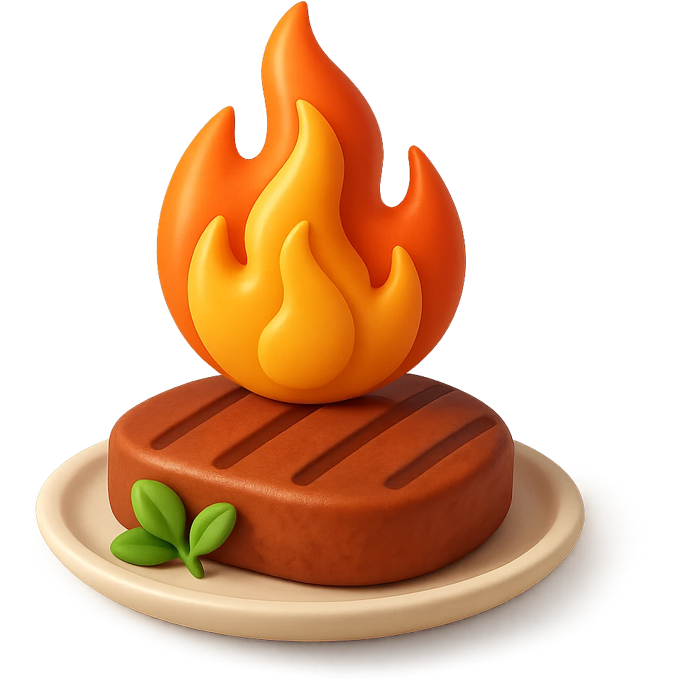 fiamma su cibo, metabolismo 3d emoji