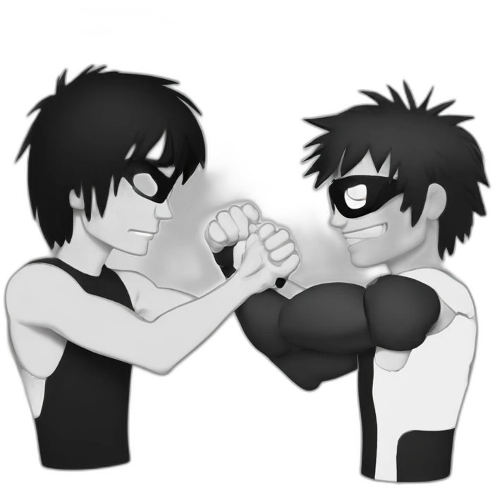 Murdoc and macgyver arm wrestling emoji
