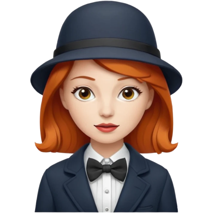 Bow Ties, Coats, and hat, lady, modern, red head. emoji