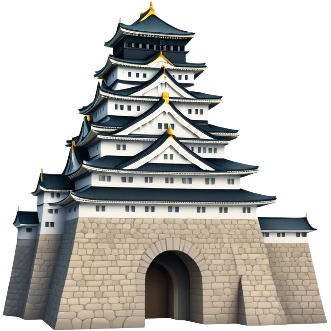 Cinematic Realistic Osaka Castle Landmark Emoji, showcasing the majestic historic castle rendered with dramatic stone textures and regal, natural lighting. emoji