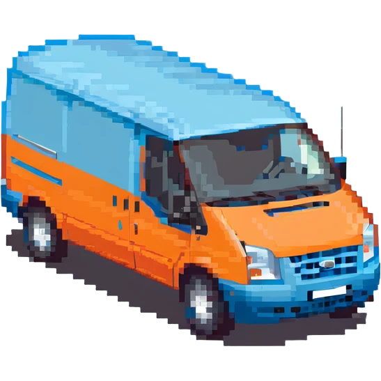 electric light blue Ford Transit passenger van emoji