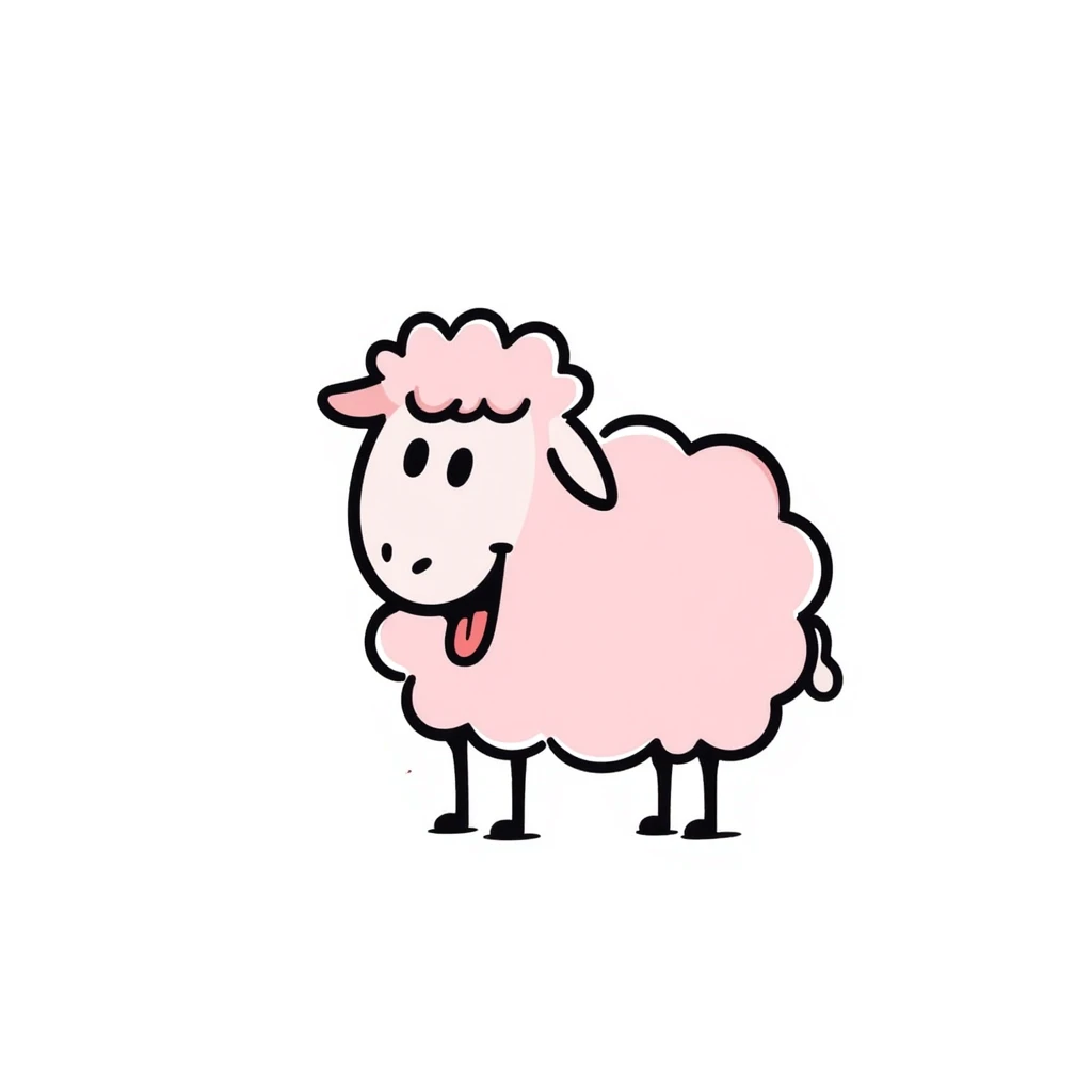 pink sheep with tongue out emoji