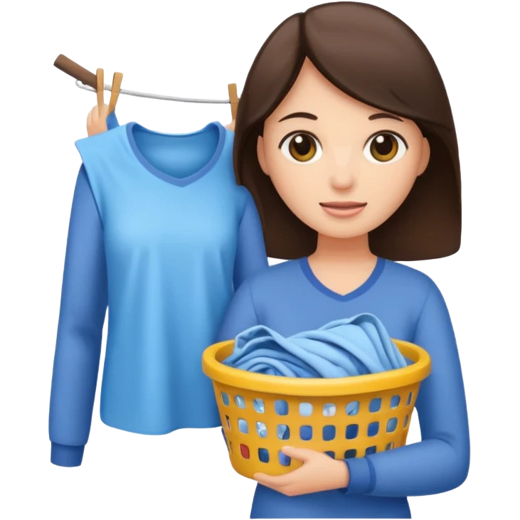 brunette woman holding laundry emoji