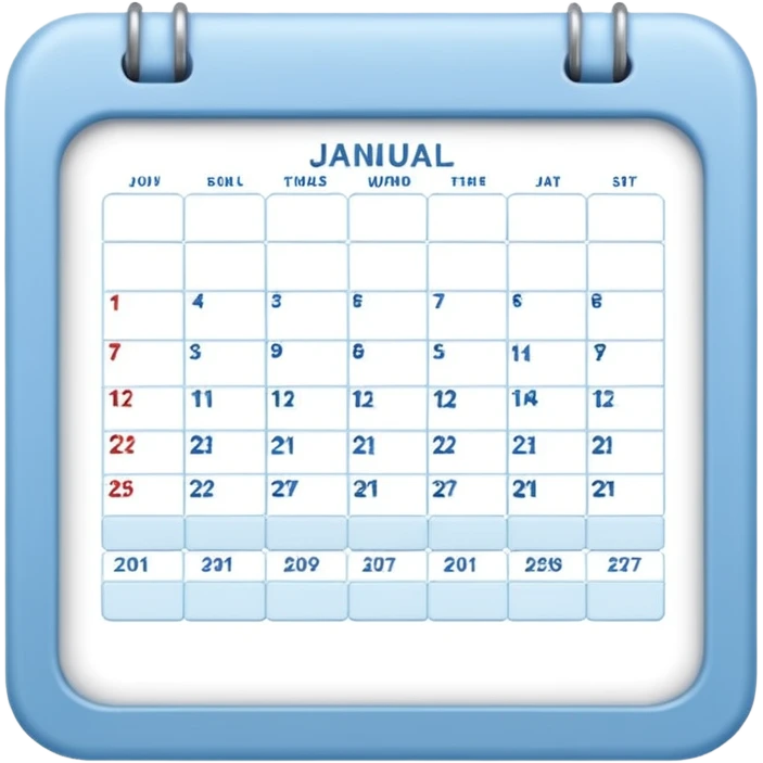 soft blue cozy calendar box with subtle shadow for bullet journal emoji