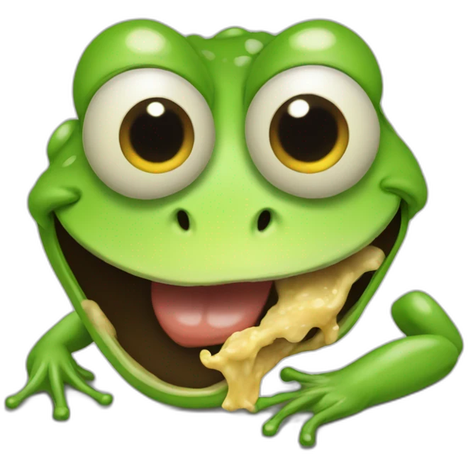 Make vomit face emoji look like emoji face eating frog emoji