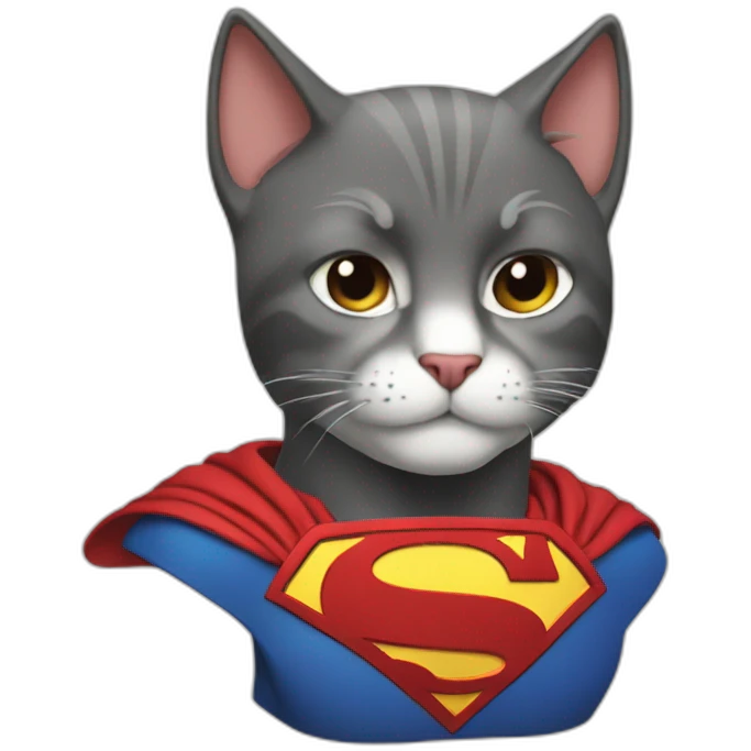 Crea un emoji que combine a un gato con Superman emoji