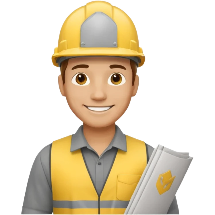 Male engineer with yellow helmet and blueprint emoji