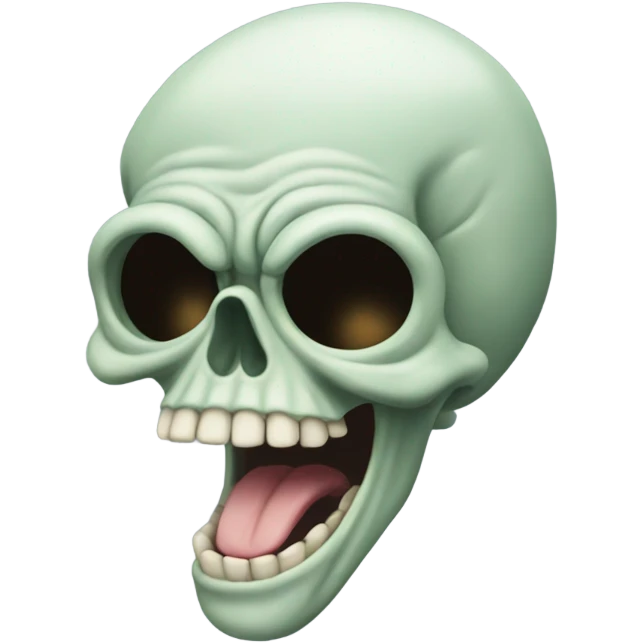 skull emoji as squidward crazy looking while sticking tongue out emoji