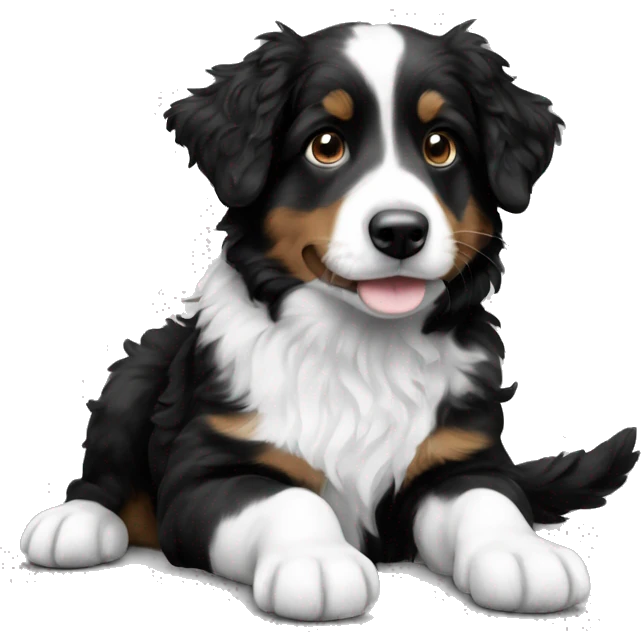 mini aussie doodle black and white emoji