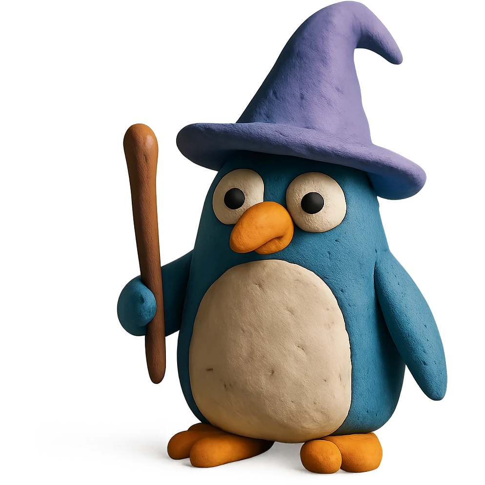 penguin wizard with pointy hat emoji