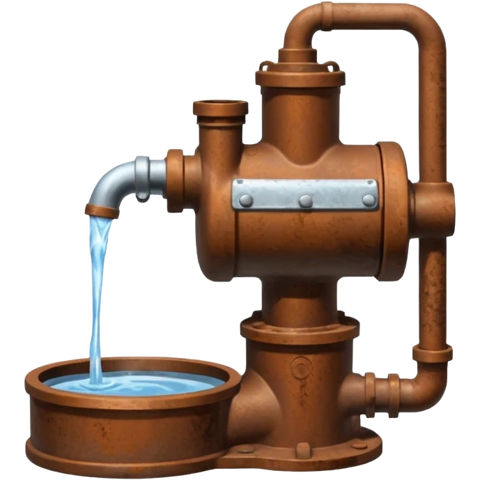 Ghibli style water pump with water pouring out of it emoji