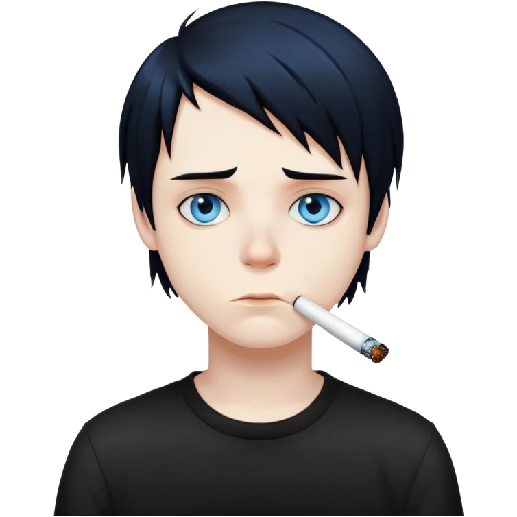 emo boy smoking with blue eyes black hair emoji