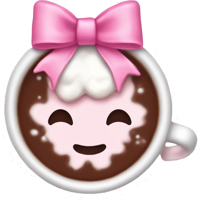 Cute aesthetic winter hot chocolate pink bow emoji