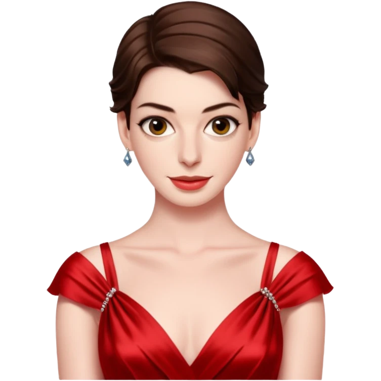 Anne Hathaway in red dress, hot emoji