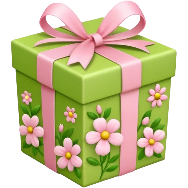 light green and light pink floral gift box emoji
