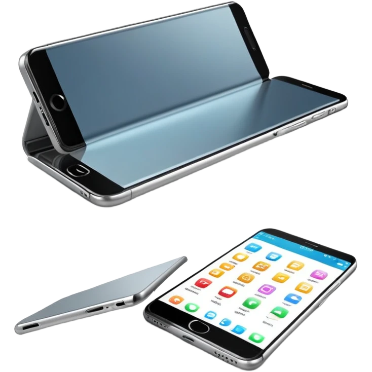 Foldable smartphone being folded and unfolded emoji