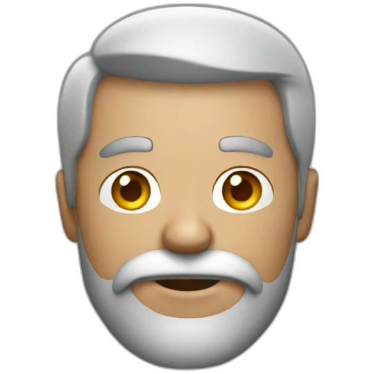 man without air working on a mac with white beard emoji