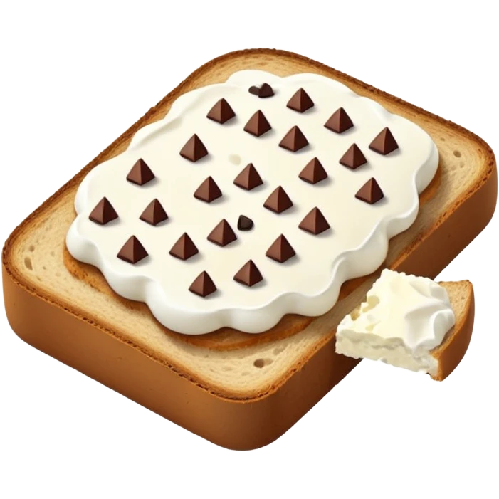 a toast with ricotta and chocolate chips (drops) on top emoji