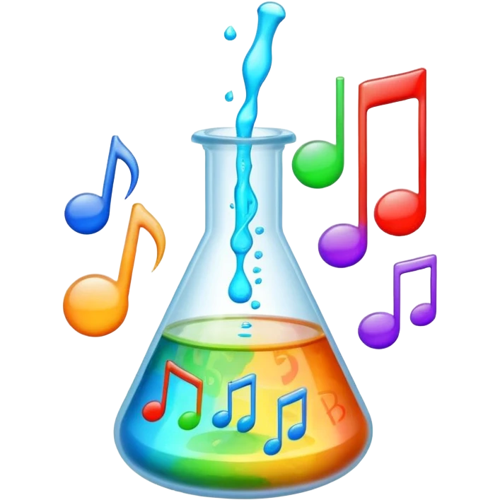 flask beaker science with music coming out emoji