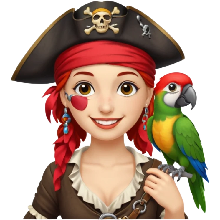 pirate wench with parrot on her shoulder emoji