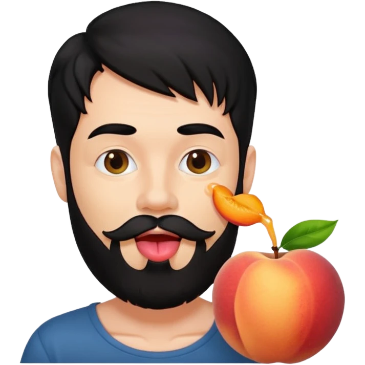 Black hair Man red beard licking peach emoji