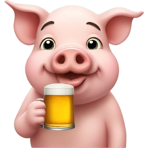 Pig drinking beer emoji
