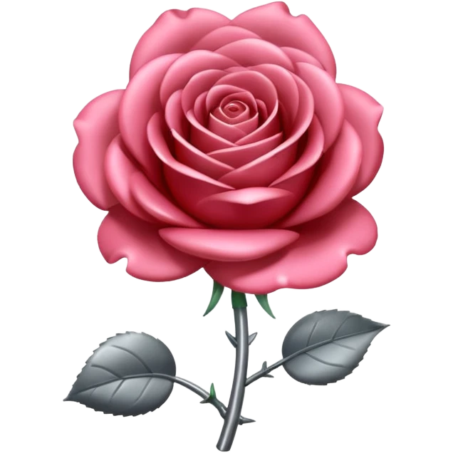 gray metal chrome rose, without green leaves, just flower emoji