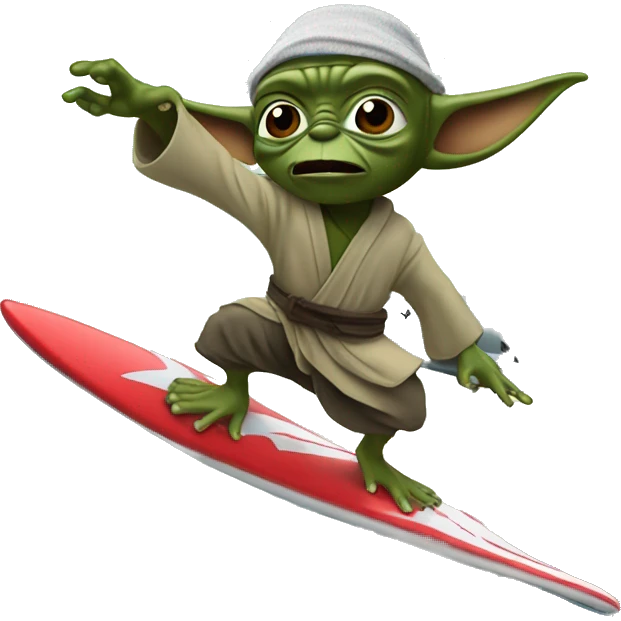 jamaican yoda surfing on a shark escaping kamakazi fighter jets emoji