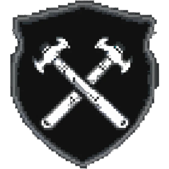 Shield with wrench and ban hammer crossed, classic moderator emblem emoji
