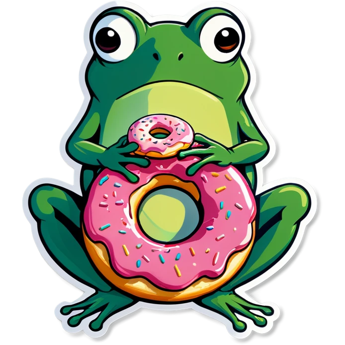 Frog eating donut emoji