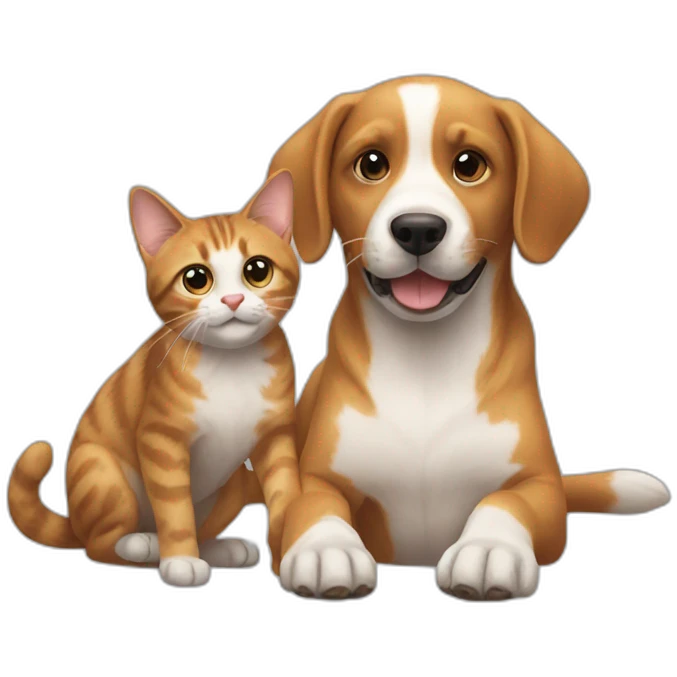 Dog and cat playing together  emoji