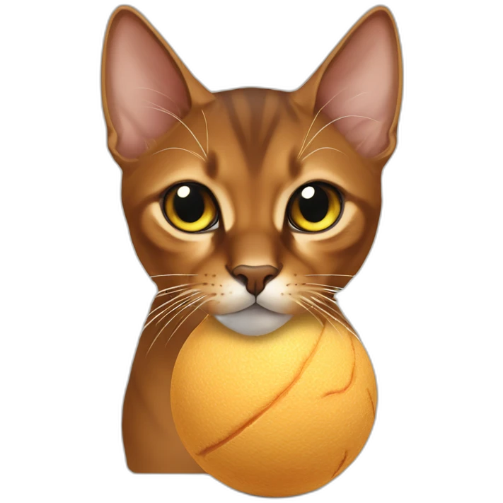 Abyssinian cat chews a fur ball emoji