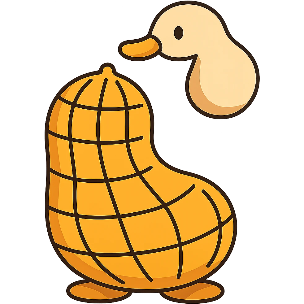 Change the peanut shell to a cartoon-style shell, keep the 3D peanut character cute and with no facial expression, maintain transparent background. The style should resemble a cartoon with clear, simple lines and vibrant colors for the shell, while preserving the 3D look of the peanut character. emoji