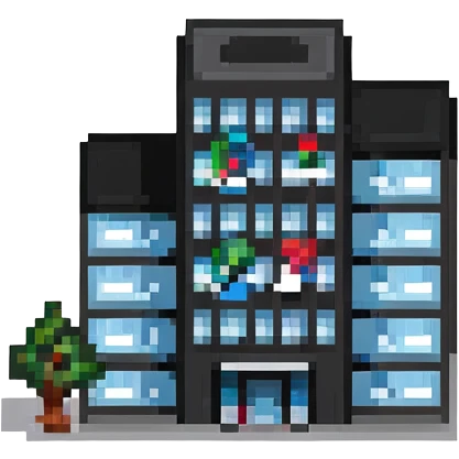 business company office building with logo emoji