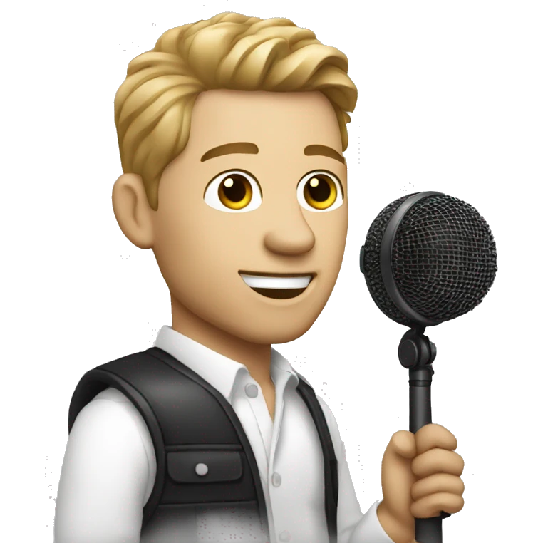 singer white man with mmicrophone emoji