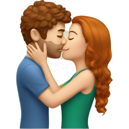 Brunette girl kissing ginger guy emoji
