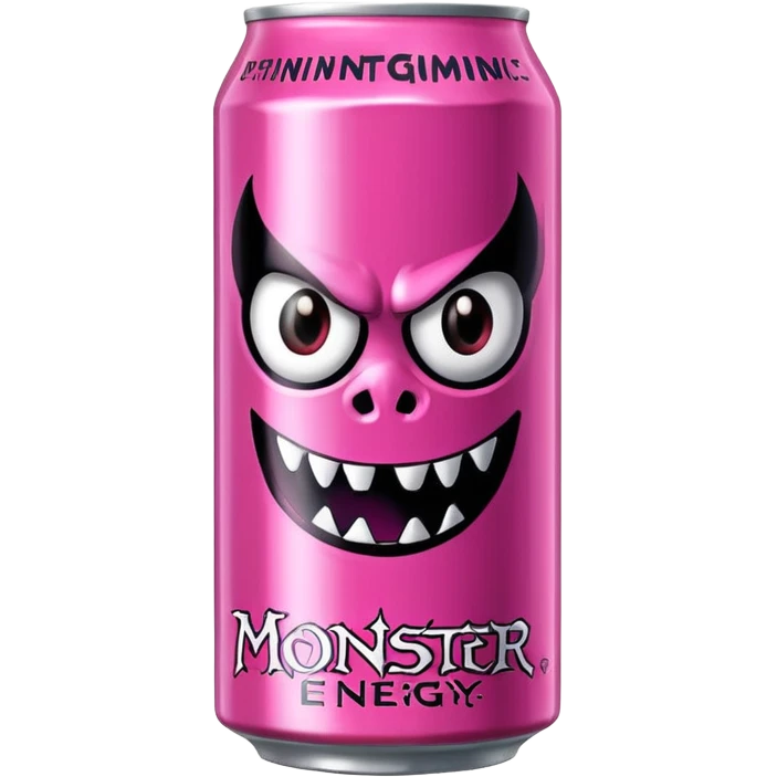 Pink monster energy drink with the logo of original monster company energy drink do not add the face in it just normal monster can  emoji