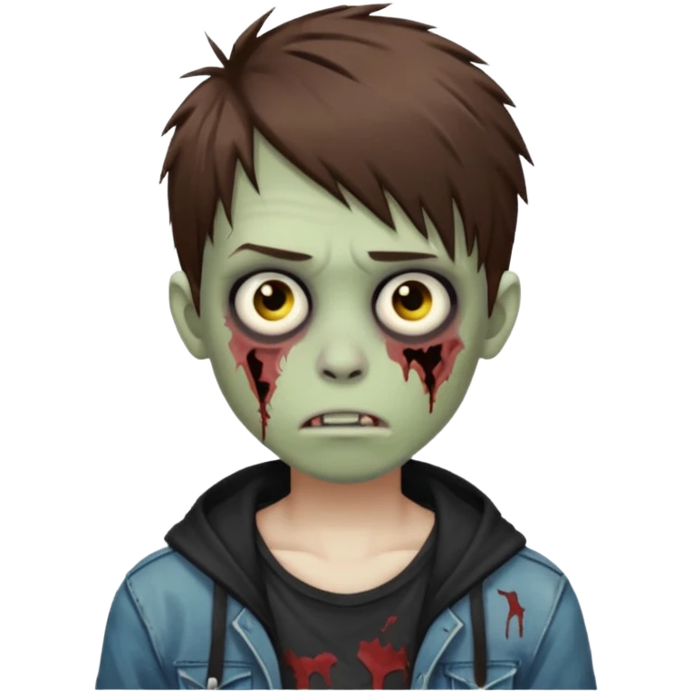 boy zombie with brown hair emo emoji