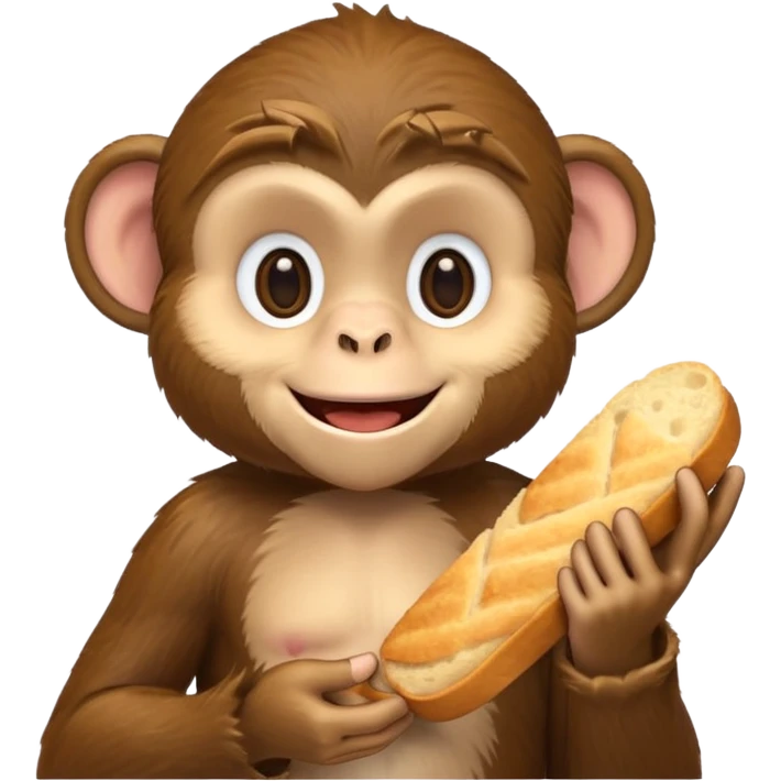 A smiling Monkey holding a piece of bread  emoji