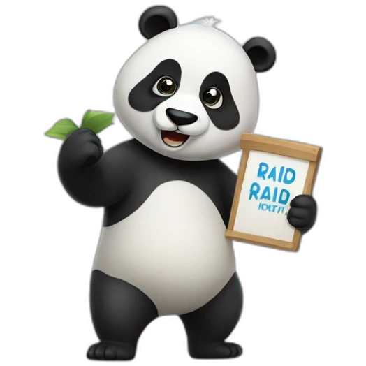 Panda holding a sign that says raid emoji