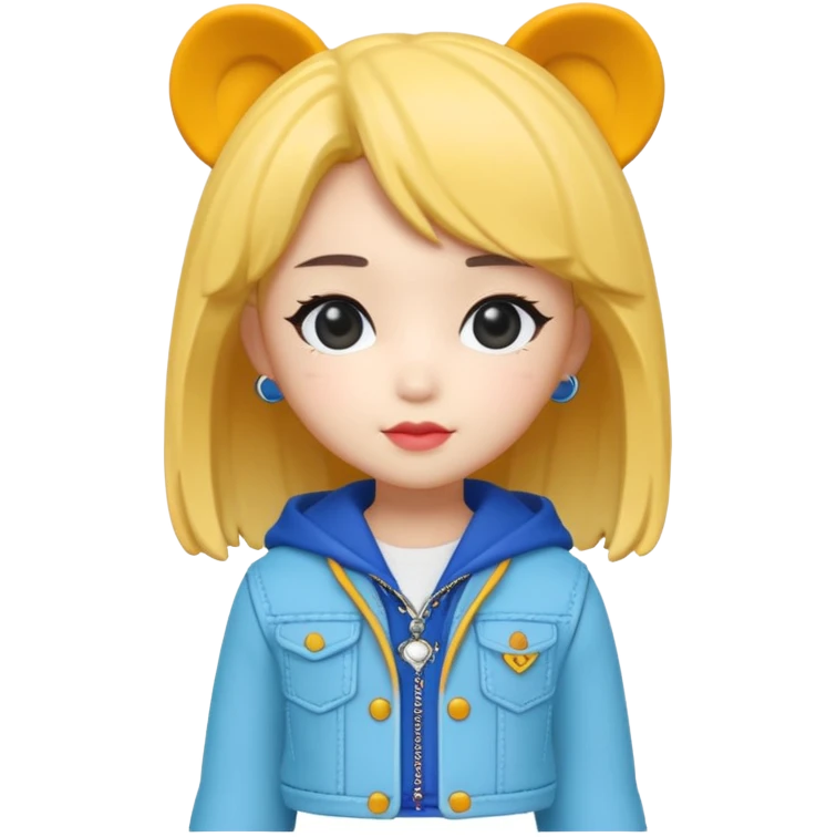 Isolated, breathtakingly vivid and intricately detailed digital illustration of the most incredibly adorable kpop denom hunter Zoey, figurine imaginable, toy style. emoji