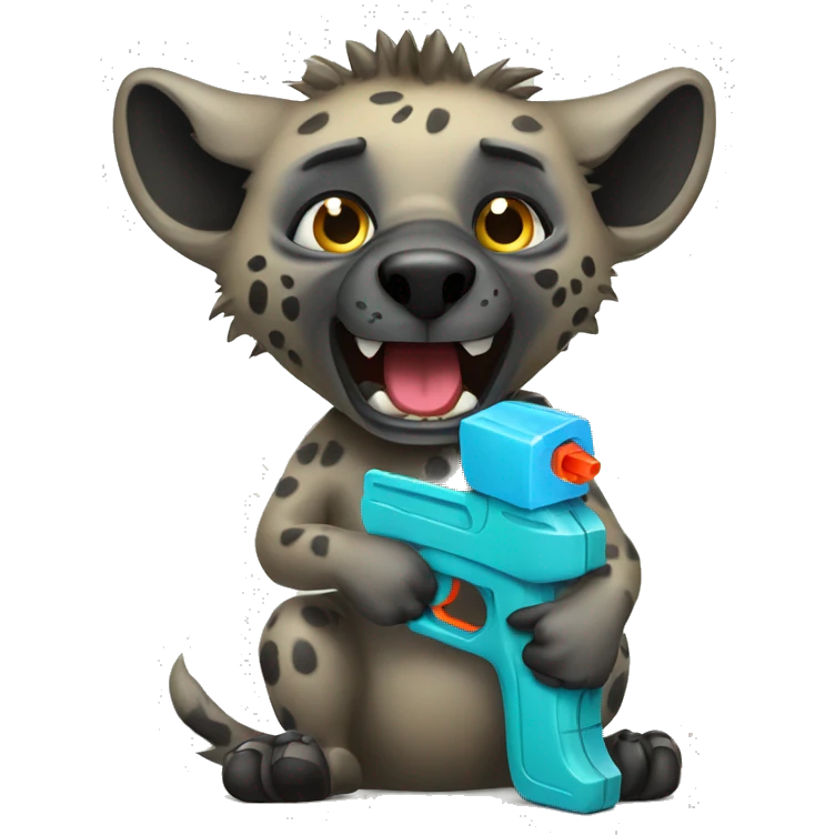 Hyena with a water gun emoji