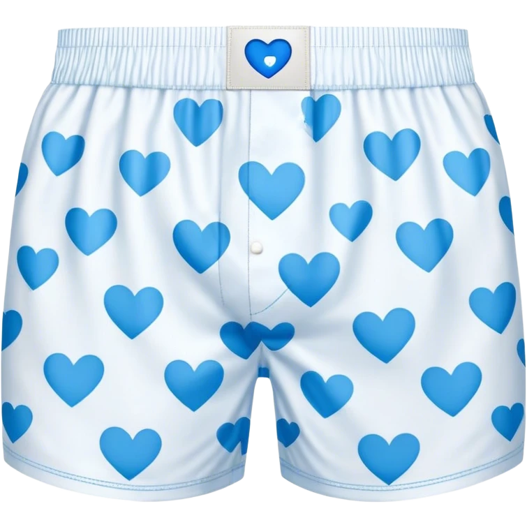 Blue heart patterned white pair of boxers emoji