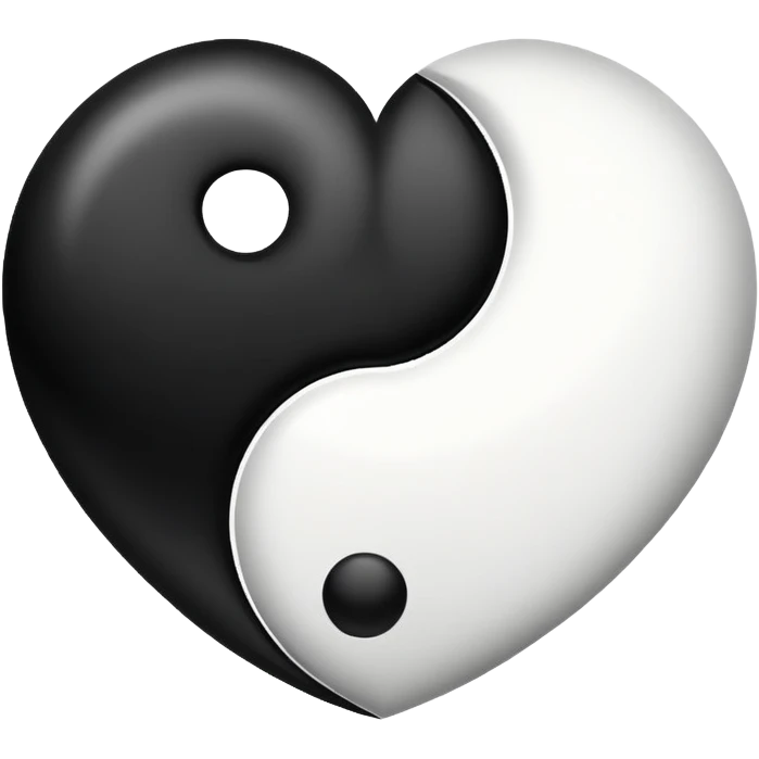 heart shaped yin-yang black and white emoji