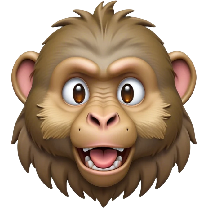 Cinematic Realistic Comical Baboon Portrait Emoji, Head tilted dramatically with an exaggeratedly amused expression, featuring a striking, ruggedly textured face with boldly expressive eyes full of playful disbelief, rendered with vivid, lifelike detail and natural earthy hues, high shine, dramatic yet playful, styled with an air of cheeky jungle mischief, soft glowing outline, capturing the essence of a spirited and over‐the‐top baboon that looks ready to chatter its way into viral fame! emoji