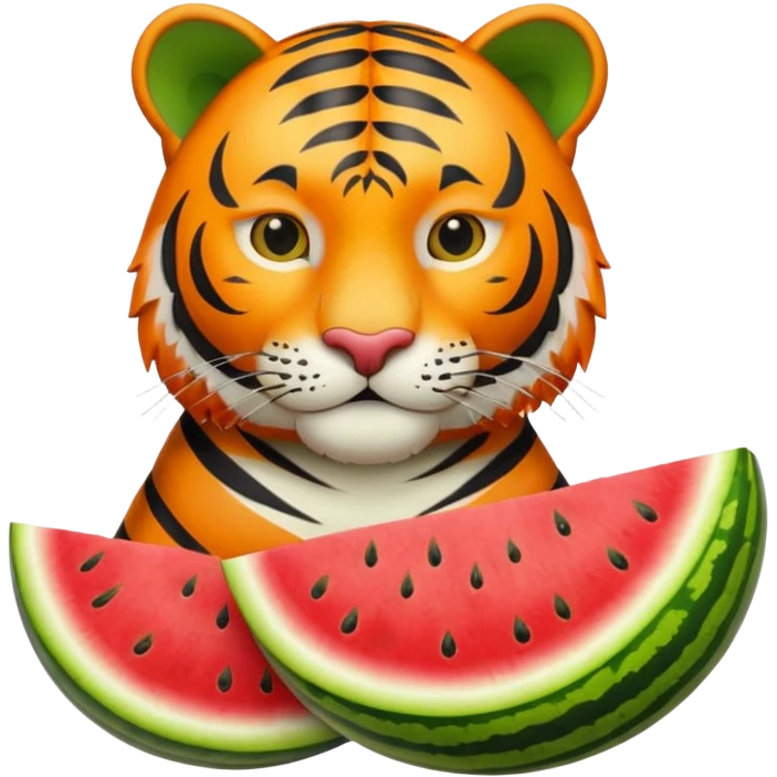 tiger holding a watermelon emoji