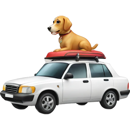 Car with dog on top  emoji