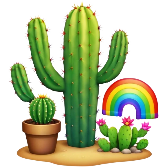 Rainbow with cactus emoji