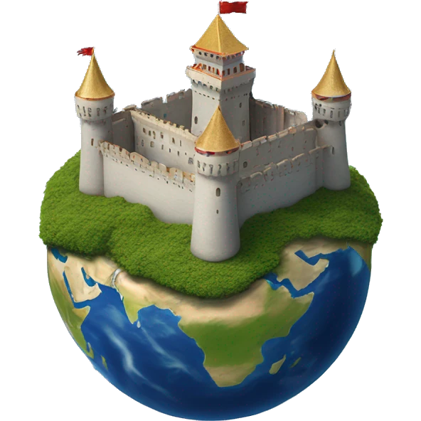 Royal Castle floating above section of planet Earth emoji
